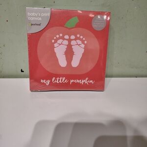 NWT Pearhead Baby Footprint Orange My Little Pumpkin Canvas DIY Feet Wall Decor